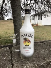 Malibu Caribbean Rum Liquor Bottle Bong Water Pipe Bubbler 14mm Glass Lstem 