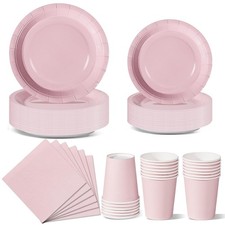 Rosa Partygeschirr 96 Stück Bunt Pappteller Partyset