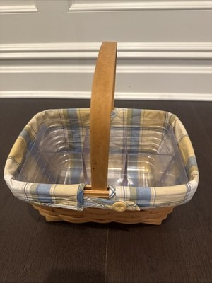2003 Longaberger Utensil Caddy  Basket With Liner, Divider  Hand Woven USA