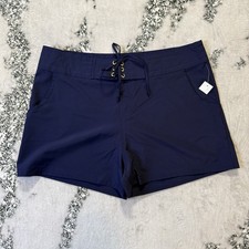 La Blanca Shorts Womens Sz L Blue All Aboard Swim Board Active 3inch Drawstring
