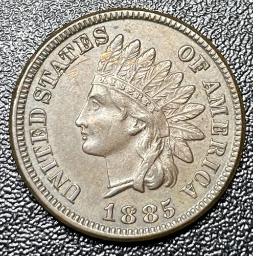1885 Indian Head Cent Penny 1c Higher Grade AU Some Obverse Scuffs