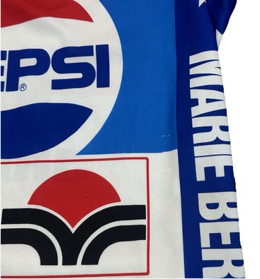 Vintage 80s Cycling Jersey Pepsi Cola 7UP Team Fanini 1/4 Zip