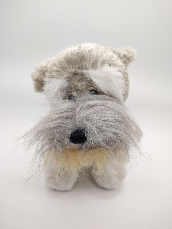 Ganz Webkinz 7" Plush Schnauzer Dog Stuffed Animal NO CODE Tan ,Gray&White