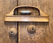 ANTIQUE WOODEN WEAVING LOOM SHUTTLE AND BOBBIN SPINDLE VINTAGE OLD TOOLS