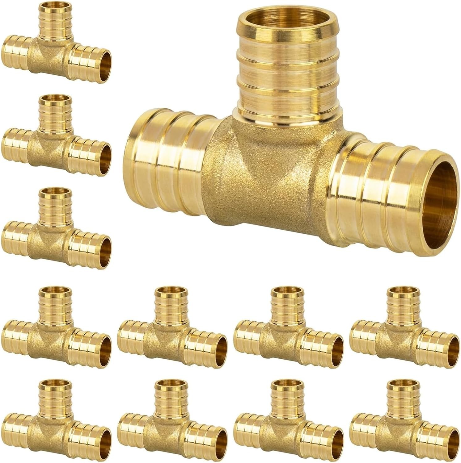 12 Pack 1/2" PEX Tee Brass Crimp Fittings Heavy-Duty Leak-Resistant NSF UPC #NEW