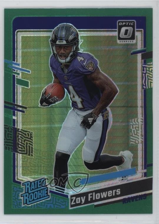 2023 Panini Donruss Optic Green Hyper Prizm Zay Flowers #210 Rookie RC