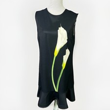 Victoria Beckham X Target Black Calla Lily Satin Ruffle Hem Dress Size M NWT