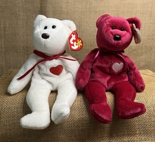 Vintage Valentine’s Day Beanie Babies Valentina & Valentino Set of 2 MINT New
