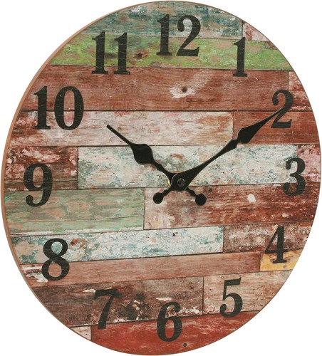 Stonebriar Rustic 12 Inch Round Wooden Wall Clock, Battery 12 Inch, Red - Bild 3 von 8