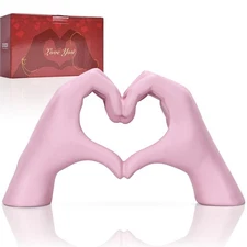 Heart Hand Sculpture, Pink Home Decor Aesthetics for Room Shelf Coffee Table ...