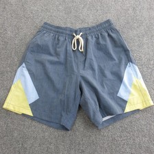 Fair Harbor Shorts Mens Medium Blue Colorblock Swim Trunks Mesh Lined Drawstring