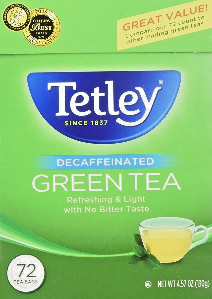 Tetley GREEN Tea, Decaffeinated 72 bags, 4.57 oz box