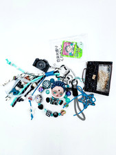 Handmade authentic Skullpanda beaded bag charm and keychain rhinestone accents