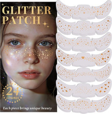 24Pcs Glitter Freckles Makeup Patches-Gold-Face Speckle, Sparkle Speckles Patche