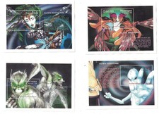 1994 NICARAGUA ALIEN SIGHTING COMPLETE 8 SOUVENIR STAMP SHEET SCIENCE FICTION