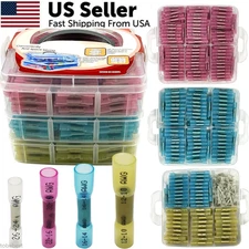 1000/200PCS Heat Shrink Butt Wire Splice Connectors Crimp Terminals AWG 10-26