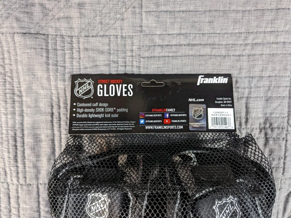 FRANKLIN SPORTS NHL SX COMP HOCKEY GLOVES JR M 11", WHITE/BLACK *NEW - Image 3 of 4