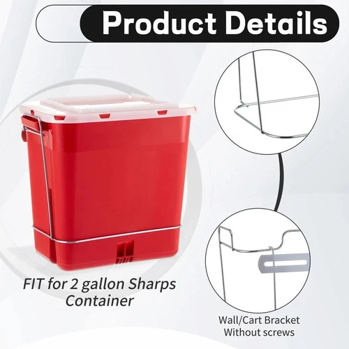 Shimeyao 2 Pcs Wall Cart Sharps Bracket for 2 Gallon Sharps Container Wall Mo... image 6