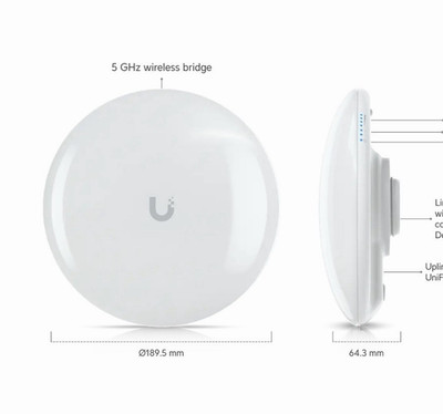 Ubiquiti Device Bridge Pro 5GHz PoE 2x RJ-45 1Gbps Weatherproof White