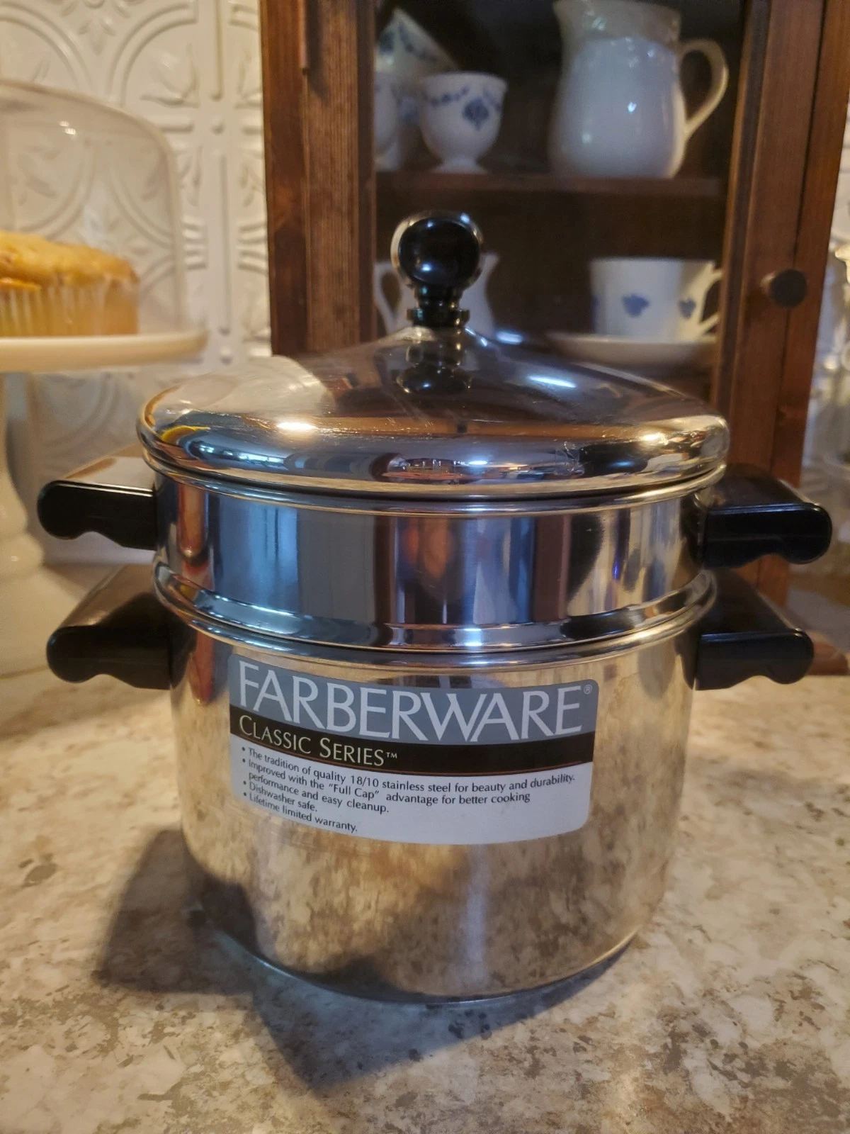 NEW Farberware 18/10 Stainless 3 Qt Stack N Steam Pot + Steamer Insert and Lid