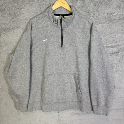 Nike Sweater Men s XXL Grey 1/4 Quarter Zip Club Fleece Sweatshirt Pullover