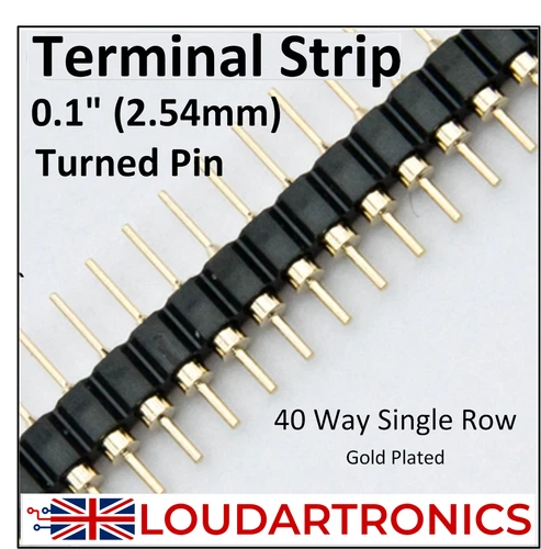 40 Way 0.1 inch (2.54mm) Turned Pin Single In Line Male Header Terminal Strip