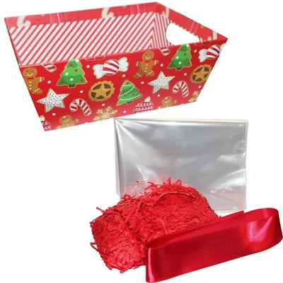 EUROWRAP Cesto Cesto Natalizio Confezione Regalo Cellophane Wrap e Nastro - Pan di Zenzero Uomo