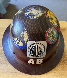 Vintage ANSI Z89.1 1997 MSA Skullgard Brown Hardhat Construction Miners Hat VGC