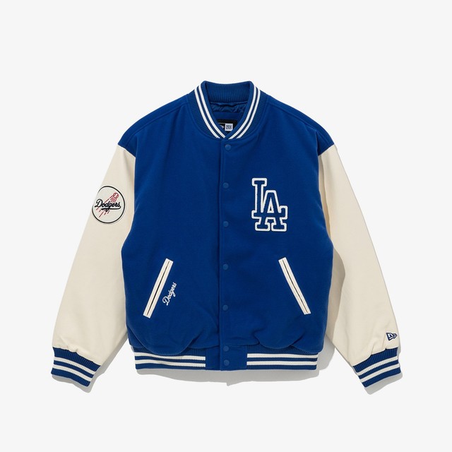 New Era MLB LA Dodgers Patched Varsity Jacket Bright Blue