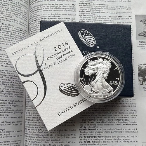 2018-S American Silver Eagle Proof with Box & COA 🇺🇸
