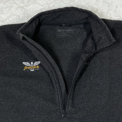 Simms Rivershed 1/2 Zip Sweater Mens XL Black Heather Fleece Fenwick Fly Fishing - Picture 5 of 14