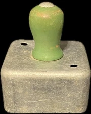 Green Wood Handle SQUARE Aluminum Biscuit Cookie Ravioli Cutter VTG Farmhouse