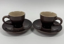 Le Creuset Cafe Collection Espresso Cups 2 oz. w/Saucer Brown Ombre