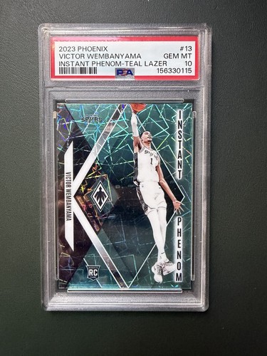 2023-24 Panini Phoenix Victor Wembanyama RC Instant Phenom #13 Teal Lazer PSA 10
