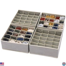 DIOMMELL 4-Pack Foldable Fabric Storage Bins - Grey Closet Organizer for Clothes