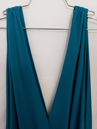 Haute Hippie Aquamarin türkis tief V griechische Göttin Schlitz Maxikleid Kleid S M - Bild 5 von 17
