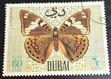 Dubai Used Stamp - Butterflies, 1968 - Common Baron 60 Dirham, SG 281