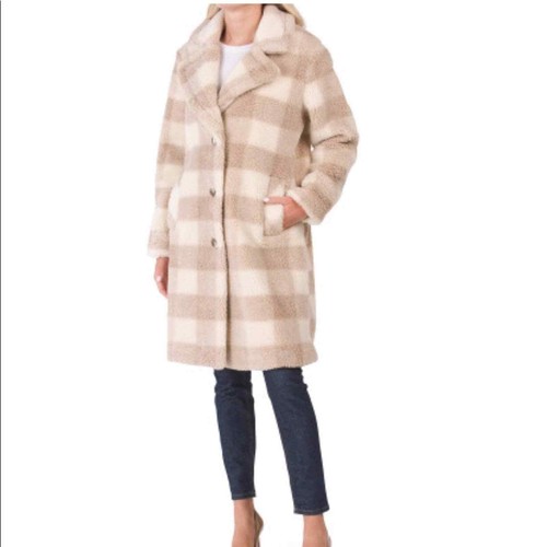 Bernardo Buffalo plaid faux fur coat | eBay
