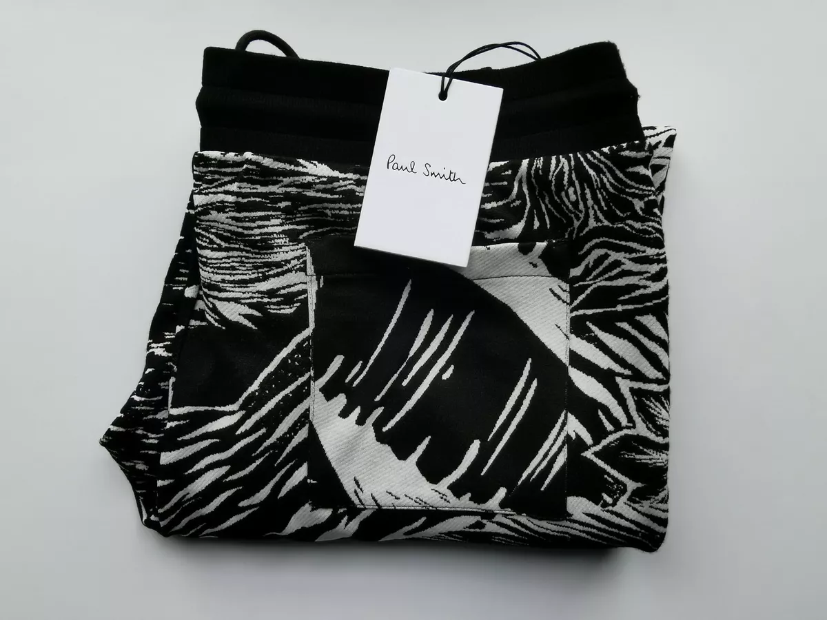 Paul Smith Gents Joggers Tracksuit Bottoms Floral Black White L