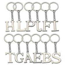 Key Ring Women Letters key Chain Simple Letter Name A-Z Silver Color Metal