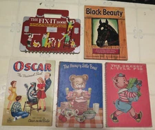 1940s Childrens Book Lot Black Beauty Oscar Seal Fix It Spiral Greedy Pig Bear