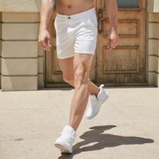 Men Cropped Shorts Hot Pants Suit Trousers Casual Slim Holiday Beach Sexy