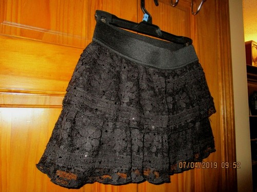 SO black ruffled lace skort with sequins....lined size 12 girls, NEW - Picture 6 of 11