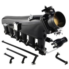 Intake Manifold Fuel Rail Throttle Body 90mm For Skyline GTR R32 R33 RB26DET BK