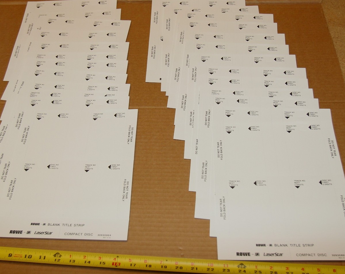 Rowe AMI CD-100 jukebox blank title strip cards - full