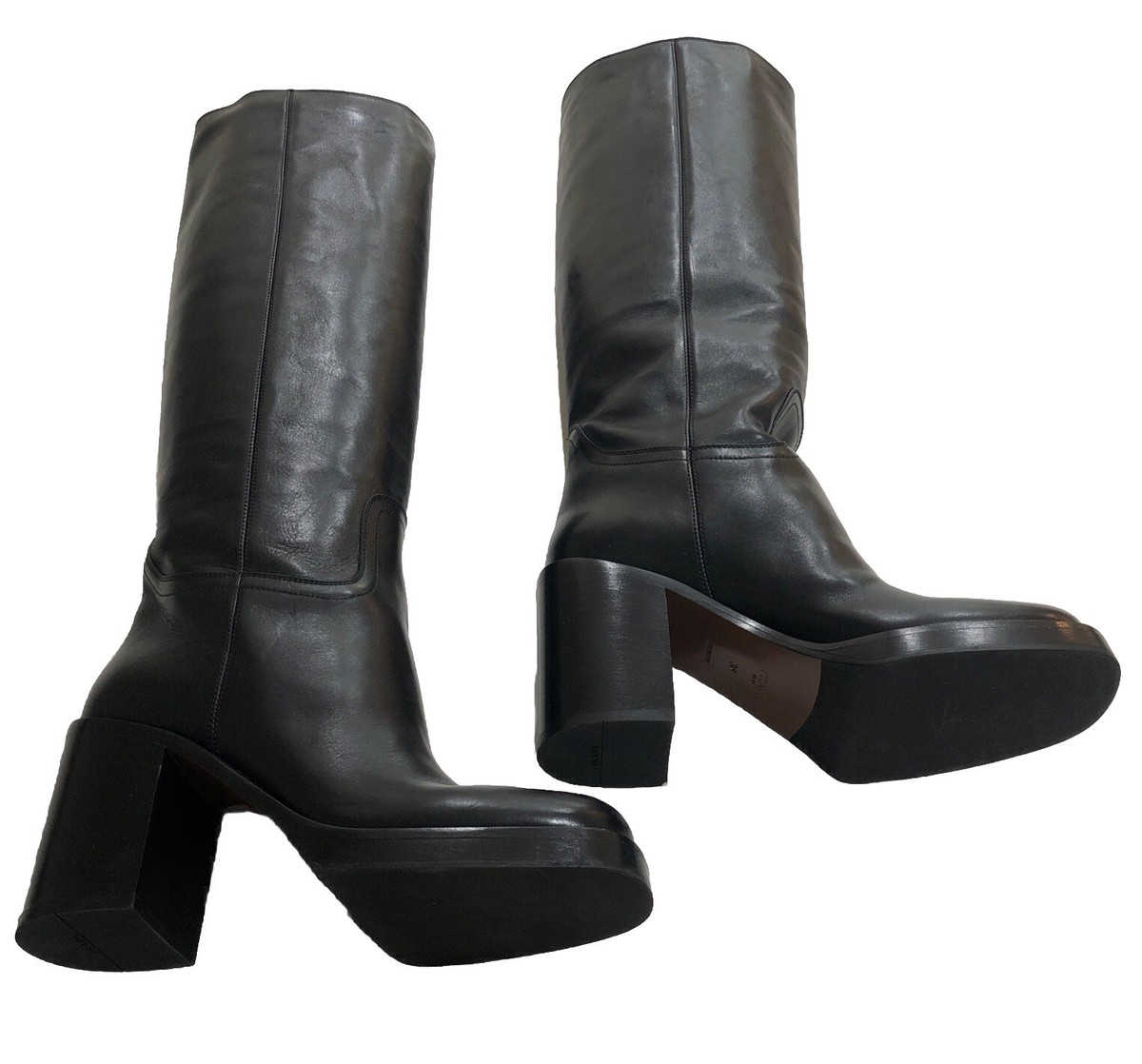 Prada Women's Black Leather Boots Size 38 | eBay