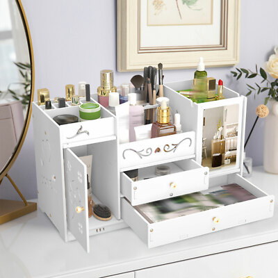 NEU Make Up Organizer Schublade PVC Schmink Aufbewahrung Schmuck Box +Spiegel