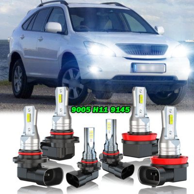 6000K LED Headlight Fog 6X Bulbs Combo For Lexus RX330 04-2006 RX350 2007-2009