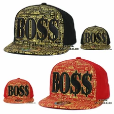 Boss Hat Cap 3D Embroidered Cotton Snapback Hip Hop Flat Bill Baseball Cap