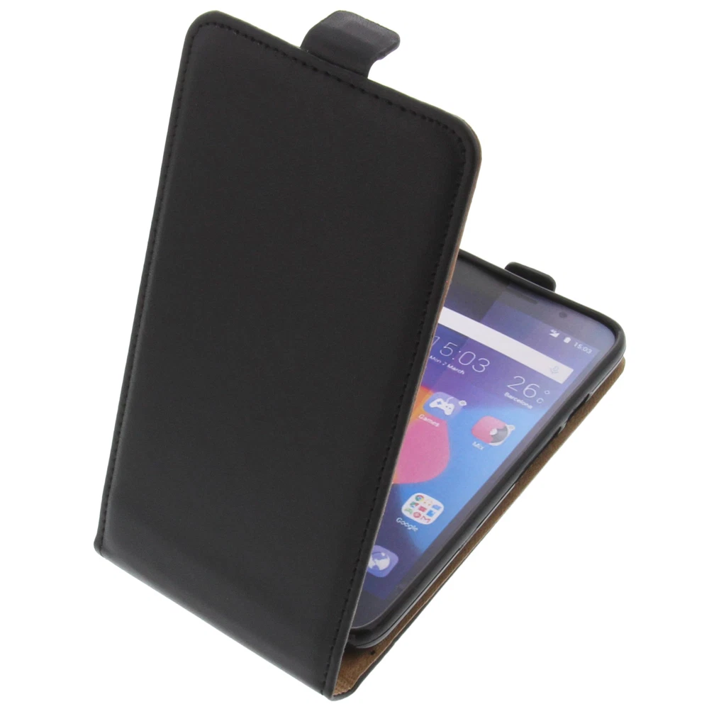 Custodia Portafoglio in Pelle PU con Finitura Scamosciata Compatibile con Alcatel Pixi 4 5.0 4G 5045A 5045G, Flip Cover Magnetica con Tasche per Carte (Nero
